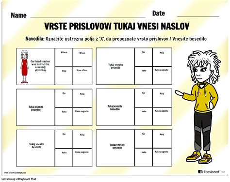 Delovni Listi Vrste Prislovov Storyboard By Sl Examples