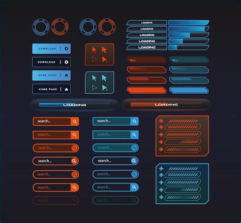 Premium Vector Sci Fi Futuristic Ui Elements Set Vector Icons Buttons