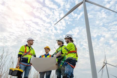 Teamwork Engineer Worker Wearing Safety Uniform Holding And Reading