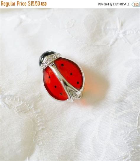 Vintage Silver And Red Rhinestone Brooch Figural Ladybug Etsy