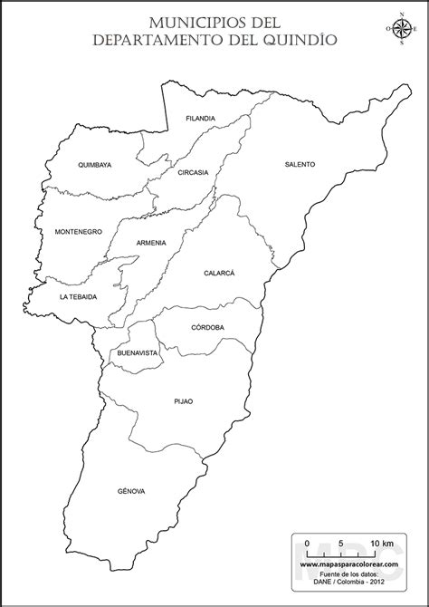 Mapas Del Departamento Del Quind O Para Colorear