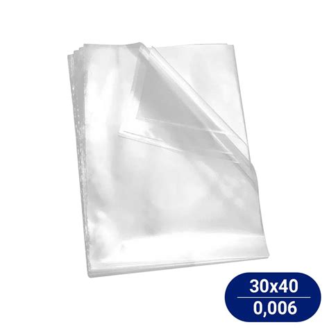 Saco Plástico PP Transparente 30x40cm Espessura 0 006mm 1kg