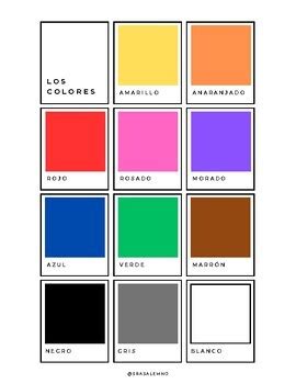 Los Colores Spanish Colors Printable Paint Chip Style By Sra Salemno