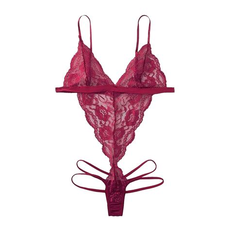 Yuhaotin Lingerie Set Plus Size Women Lingerie Lace Bodysuit Deep V
