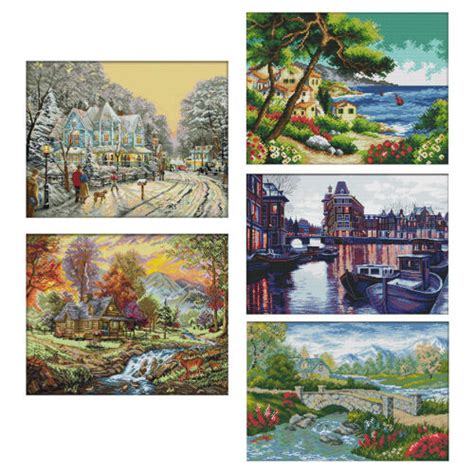 Landscape Series Diy Print Cross Stitch Ct Stamp Threads Handmade