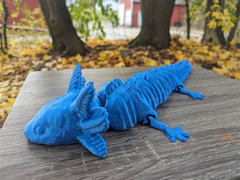 Cute 3D Printed Axolotl Fidget Toy Flexible Articulating Sensory Pet