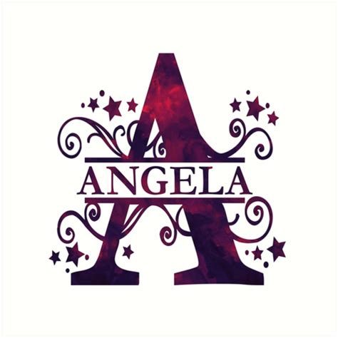 Angela Girls Name And Monogram A In Dark Purple Art Prints By