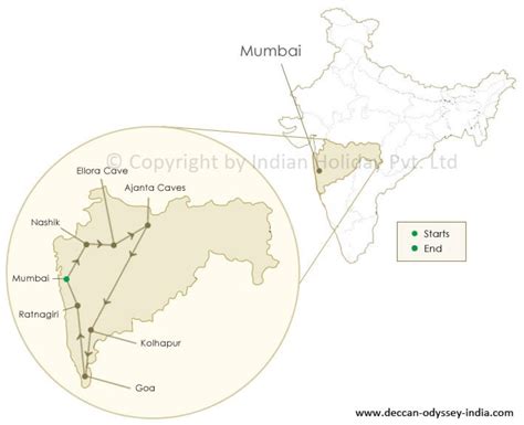 Route Map of the Deccan Odyssey train Tour