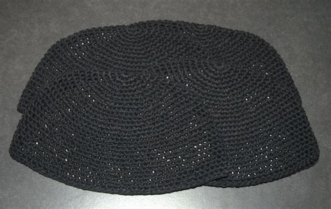 4 X Frik Kippah Yarmulke Yamaka Black Crochet Knit Judaism Israel 21 Cm