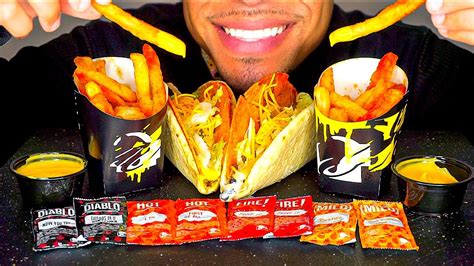 Asmr Taco Bell Mukbang Eating Nacho Fries Doritos Locos Tacos Challenge No Talking Big