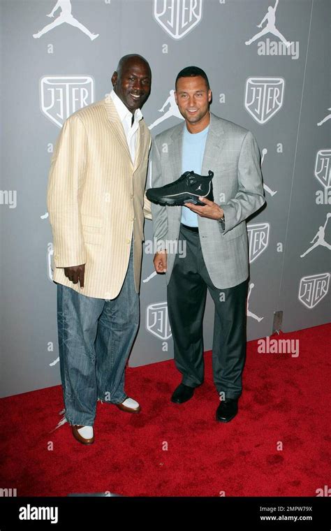 Michael Jordan And Derek Jeter Arriving For The Jordan Celebrates Derek