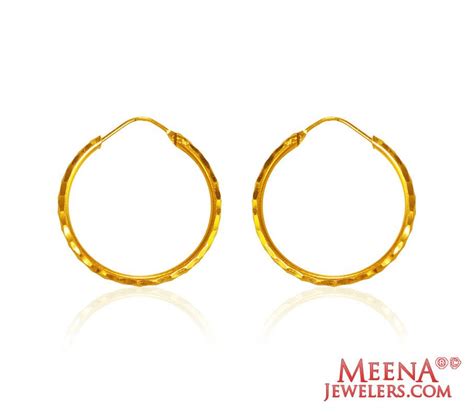 22Kt Gold Hoops Earrings - ErHp25770 - [Earrings > Hoop Earrings]