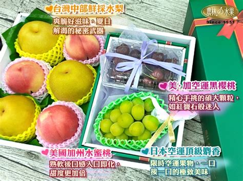 《此項商品已售完 請回主頁選購》日光果樂園 精緻當季水果禮盒 台灣中部鮮採水梨3美國加州水蜜桃3美加空運黑櫻桃1台斤日本空運頂級