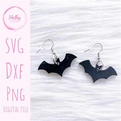 Halloween Bat Dangle Earrings Glowforge Svg File Halloween Bat