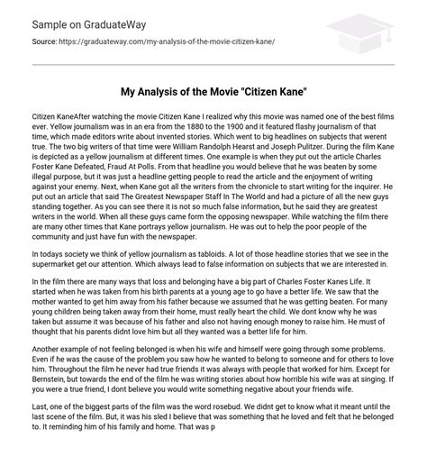 ⇉My Analysis of the Movie "Citizen Kane" Essay Example | GraduateWay