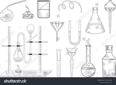 sketch physics chemical laboratory experiment equipment stock vector
