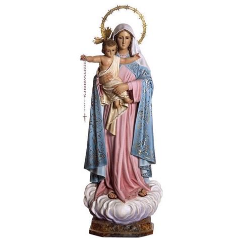 Statue Notre Dame Du Rosaire Polychrome Antique