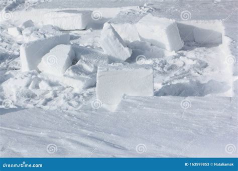 Block of Snow for Building an Igloo in a Snow Glade Stock Image - Image ...