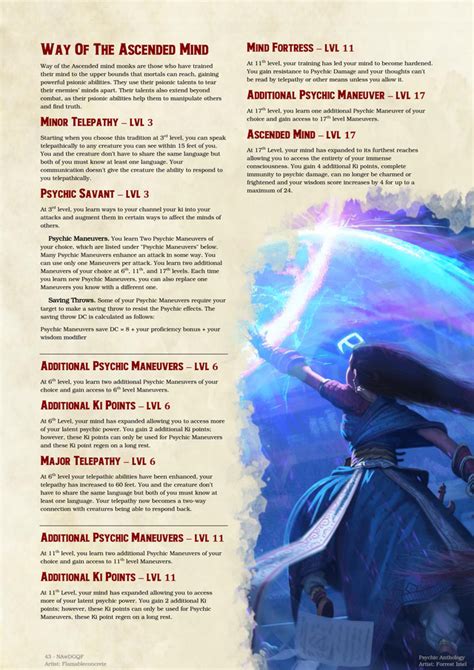 My First Ever 5e Homebrew For The Monk The Way Of The Ascended Mind