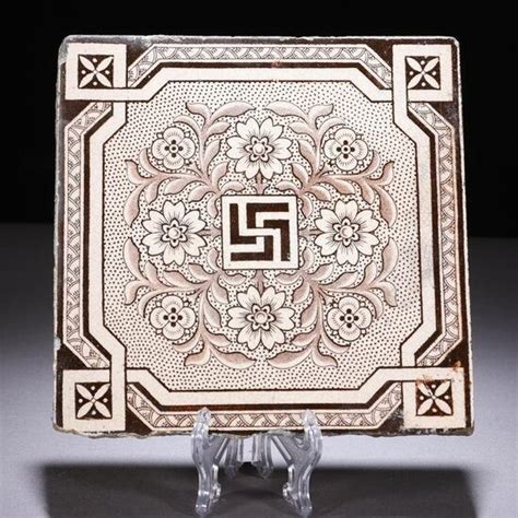 19th Century Ceramic Tile With Swastika In United Kingdom