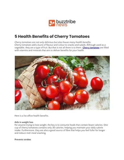 Ppt 5 Health Benefits Of Cherry Tomatoesdocx Powerpoint Presentation