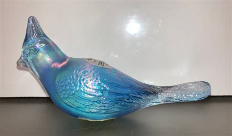 Fenton Iridescent Blue Cardinal Bird Vintage Fenton Etsy