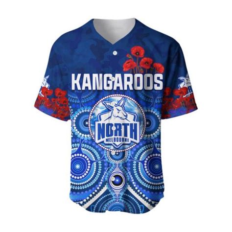 Afl North Melbourne Kangaroos Indigenous Blue Baseball Jersey V2