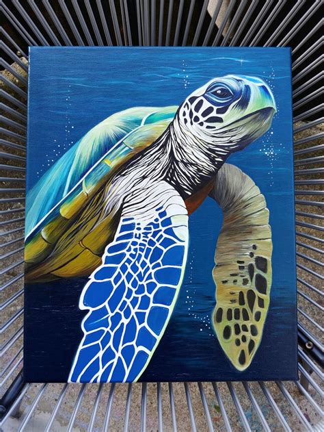 Original Acrylic Artwork Sea Turtle Etsy Turtle Art Sea Turtle