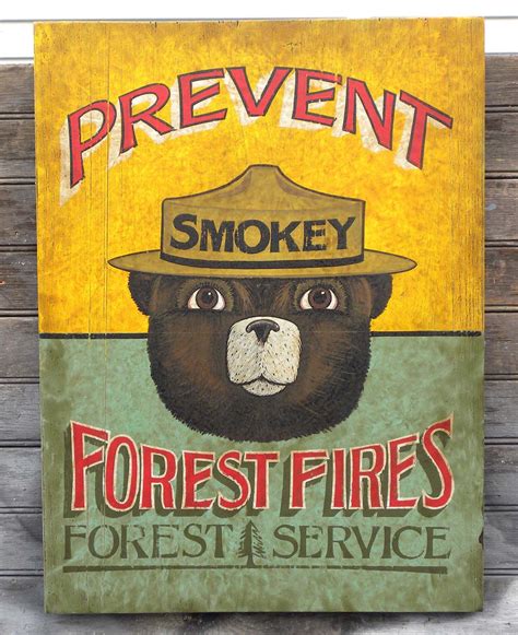 Hand Painted Original Smokey The Bear Sign By Smokey The Bears Bear