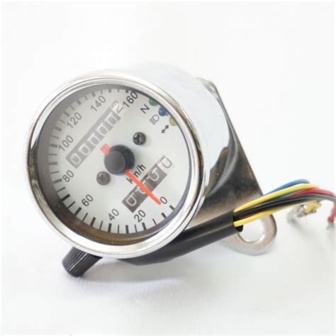 V Chrome Classic Motorcycle Kmh Speedo Meter Cafe Racer Universal