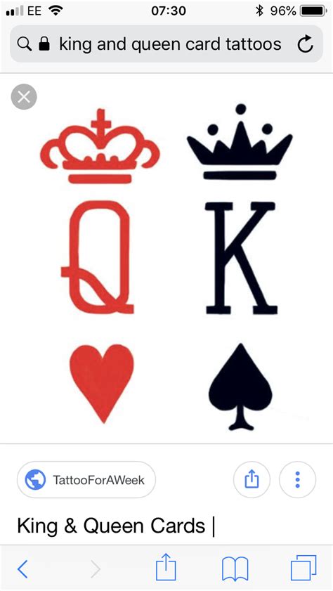 King & Queen Crown Cards Couples Tattoo | King tattoos, Queen of hearts ...