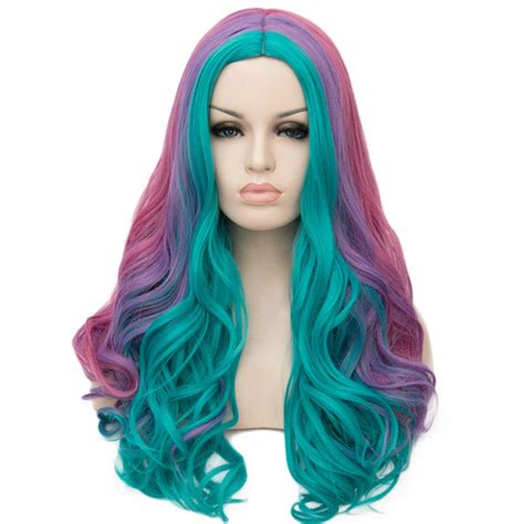 Beron 27 Inches Colorful Wig Long Wavy Wig Women Girls