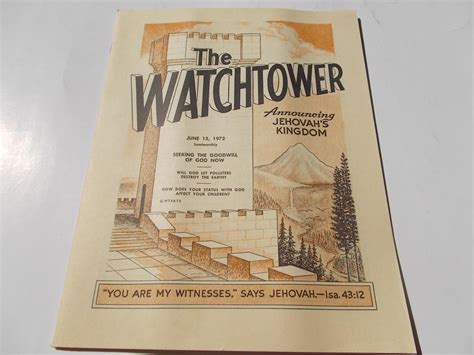 The Watchtower June 15 1972 Announcing Jehovahs Kingdom Single Issue Magazine By Watch