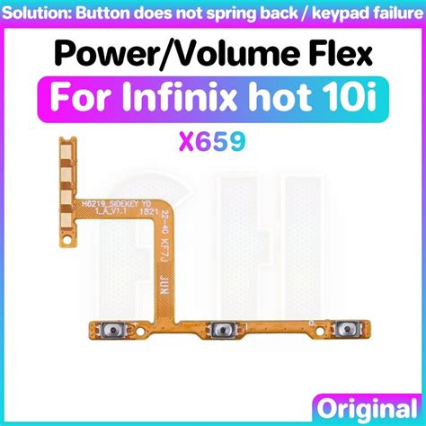ปมปรบระดบเสยง ปมปด ปดเสยง สายแพ สาหรบ Infinix Hot 10i X659