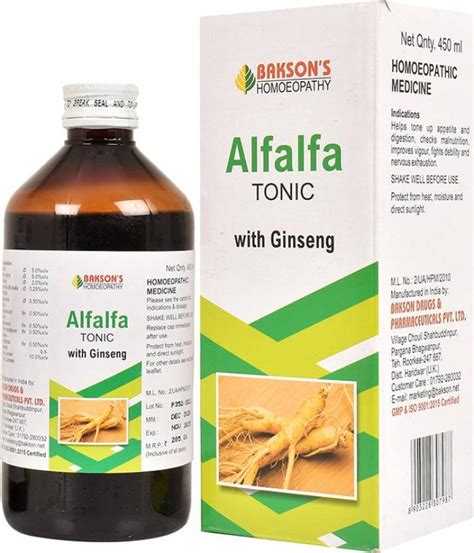 Baksons Homoeopathy Alfalfa Tonic With Ginseng Syrup Price In India