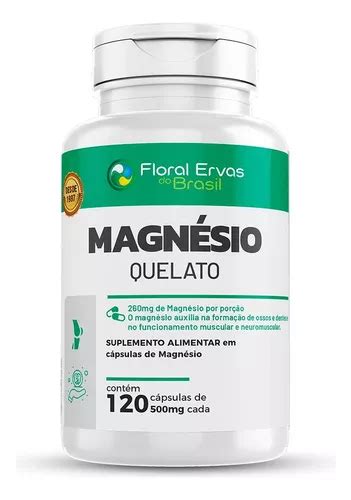 Magnésio Quelato 500mg 120 Cápsulas Glicina Bisglicinato Sabor Sem