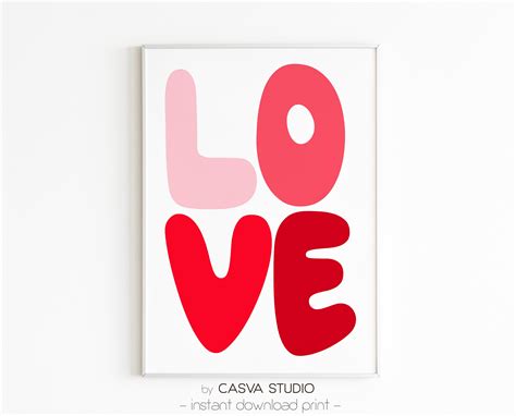Love Poster Red Love Love Wall Decor Love You T Etsy