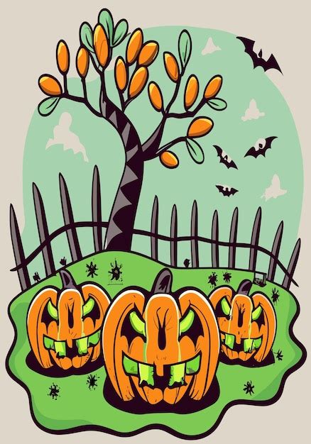 Premium Vector Halloween Pumpkin Patch 2d Vector Design