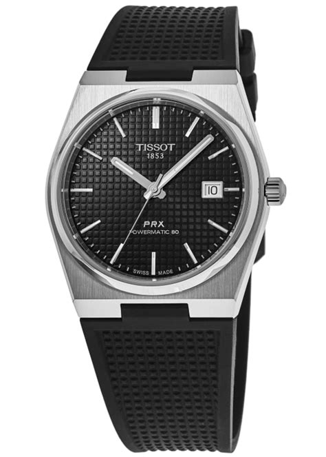 Tissot Prx Powermatic 80 Automatic Black Dial Rubber Strap Men S Watch T137 407 17 051 00