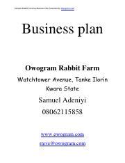 Sample Rabbit Farm Business Plan Pdf Sample Rabbit Farming Business