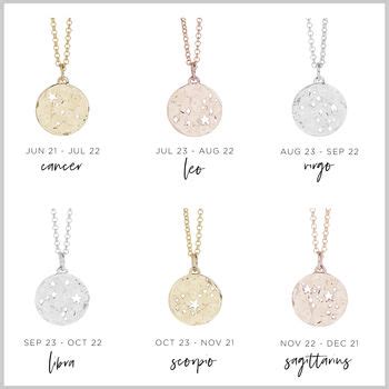 Star Sign Zodiac Necklace Silver Or Gold By Muru