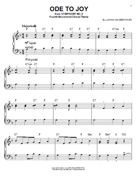 Ode To Joy By Ludwig Van Beethoven Sheet Music For Easy Piano At Sheet