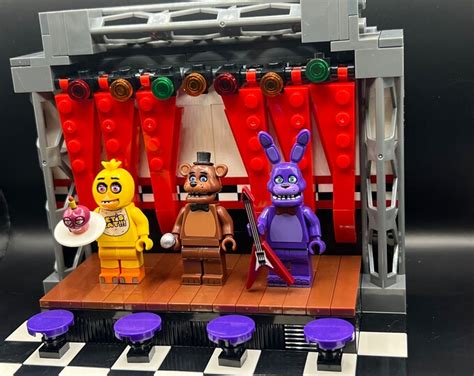 Fnaf Custom Moc Stage Set Five Nights Freddys Brick Freddy Chica Bunnie