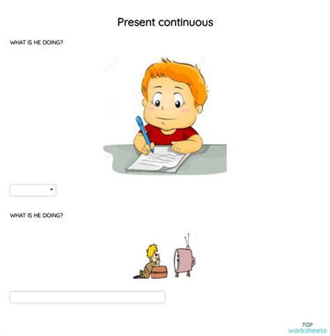 Present Continuous Interactive Worksheet Topworksheets