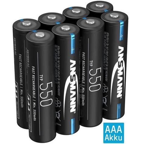 Pile Ansmann Aaa 550mah Nimh 12v Rechargeable Avec Faible Auto Décharge Pour Télécommande