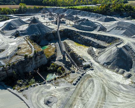 Mining Equipment Working In An Open Pit Aggregates Mine Stock Photo ...