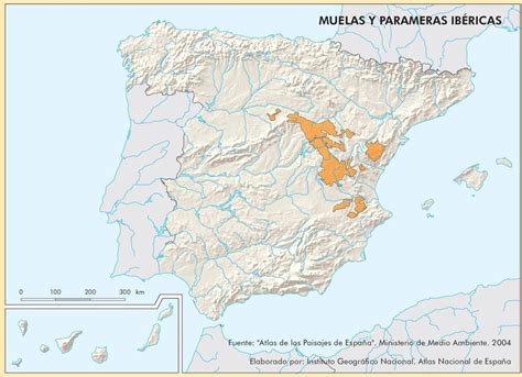 Mapa de muelas y parameras ibéricas 2004 España Paisajes de españa