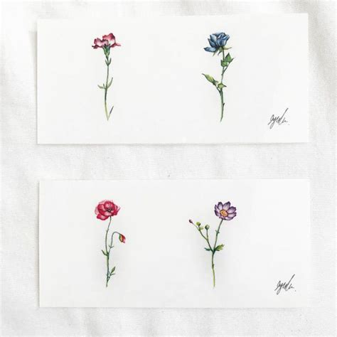 Mini Temporary Tattoos Flower Set Of Flower Etsy Small Flower