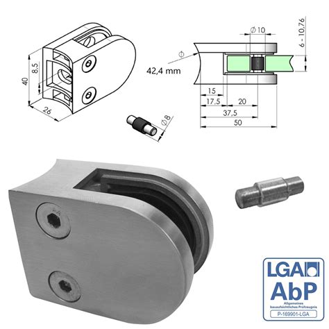 Glasklemme Maße 50x40x26 mm Edelstahl