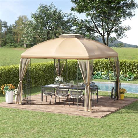 Man Wah Gazebo De Patio En Acier De 10 Pieds De Largeur X 10 Pieds De Profondeur Wayfair Canada